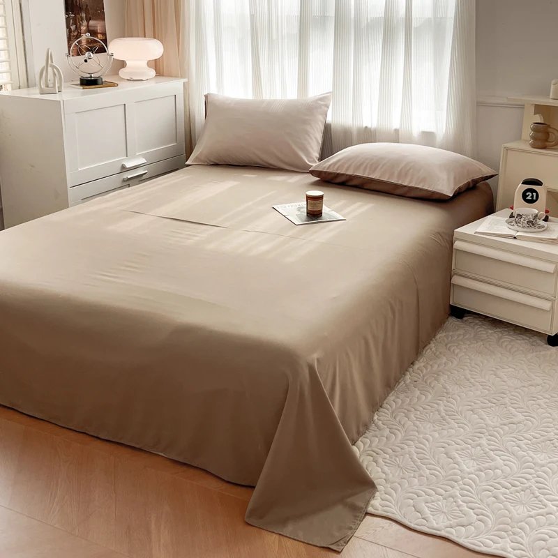 2-side Solid Color Brush Fabric Bed Set 4 Pieces Duvet Cover Pillowcase Bedding Set Bed Sheet Quilt Cover Single Queen King Size