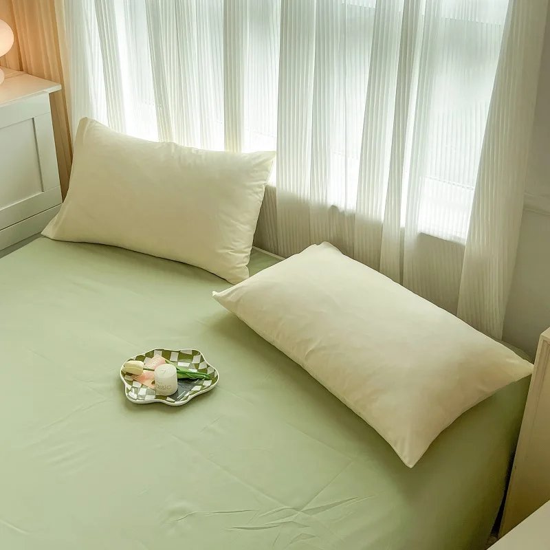 2-side Solid Color Brush Fabric Bed Set 4 Pieces Duvet Cover Pillowcase Bedding Set Bed Sheet Quilt Cover Single Queen King Size