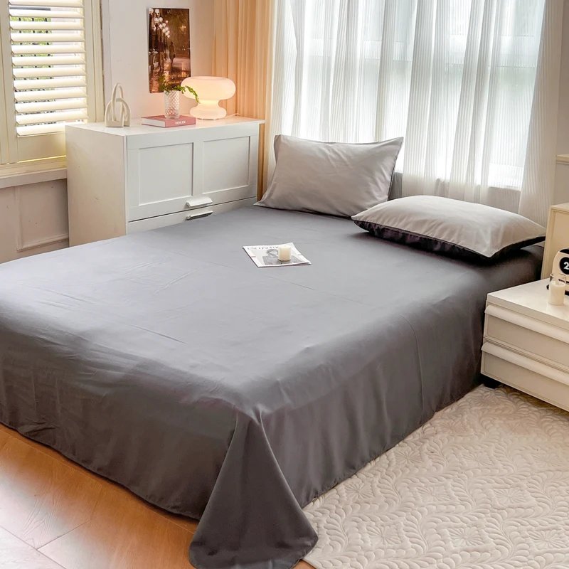 2-side Solid Color Brush Fabric Bed Set 4 Pieces Duvet Cover Pillowcase Bedding Set Bed Sheet Quilt Cover Single Queen King Size