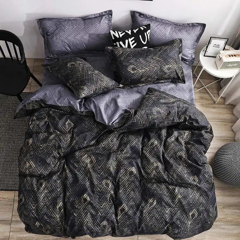 2/3 Piece Black Marble Pattern Sanding Bedding Set, Duvet Cover+Pillowase,Bedroom Bed Set,king Queen Double(Excluding filler)