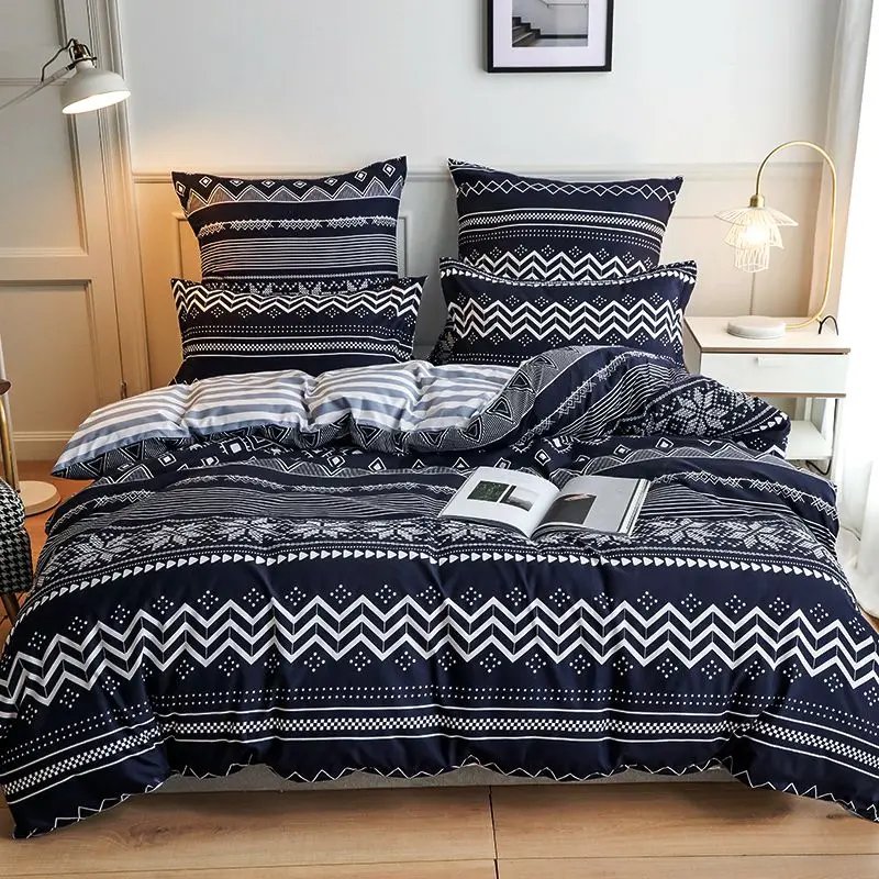 2/3 Piece Black Marble Pattern Sanding Bedding Set, Duvet Cover+Pillowase,Bedroom Bed Set,king Queen Double(Excluding filler)