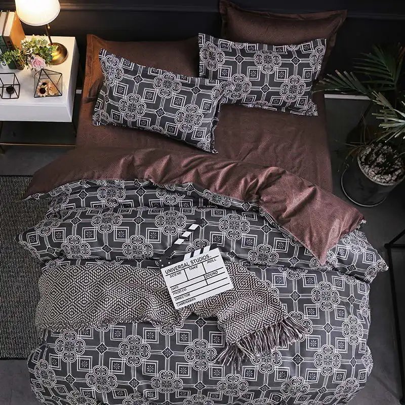 2/3 Piece Black Marble Pattern Sanding Bedding Set, Duvet Cover+Pillowase,Bedroom Bed Set,king Queen Double(Excluding filler)