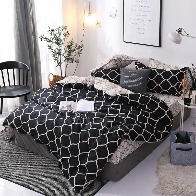 2/3 Piece Black Marble Pattern Sanding Bedding Set, Duvet Cover+Pillowase,Bedroom Bed Set,king Queen Double(Excluding filler)