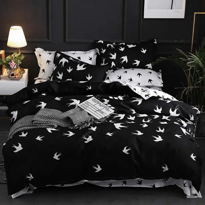 2/3 Piece Black Marble Pattern Sanding Bedding Set, Duvet Cover+Pillowase,Bedroom Bed Set,king Queen Double(Excluding filler)