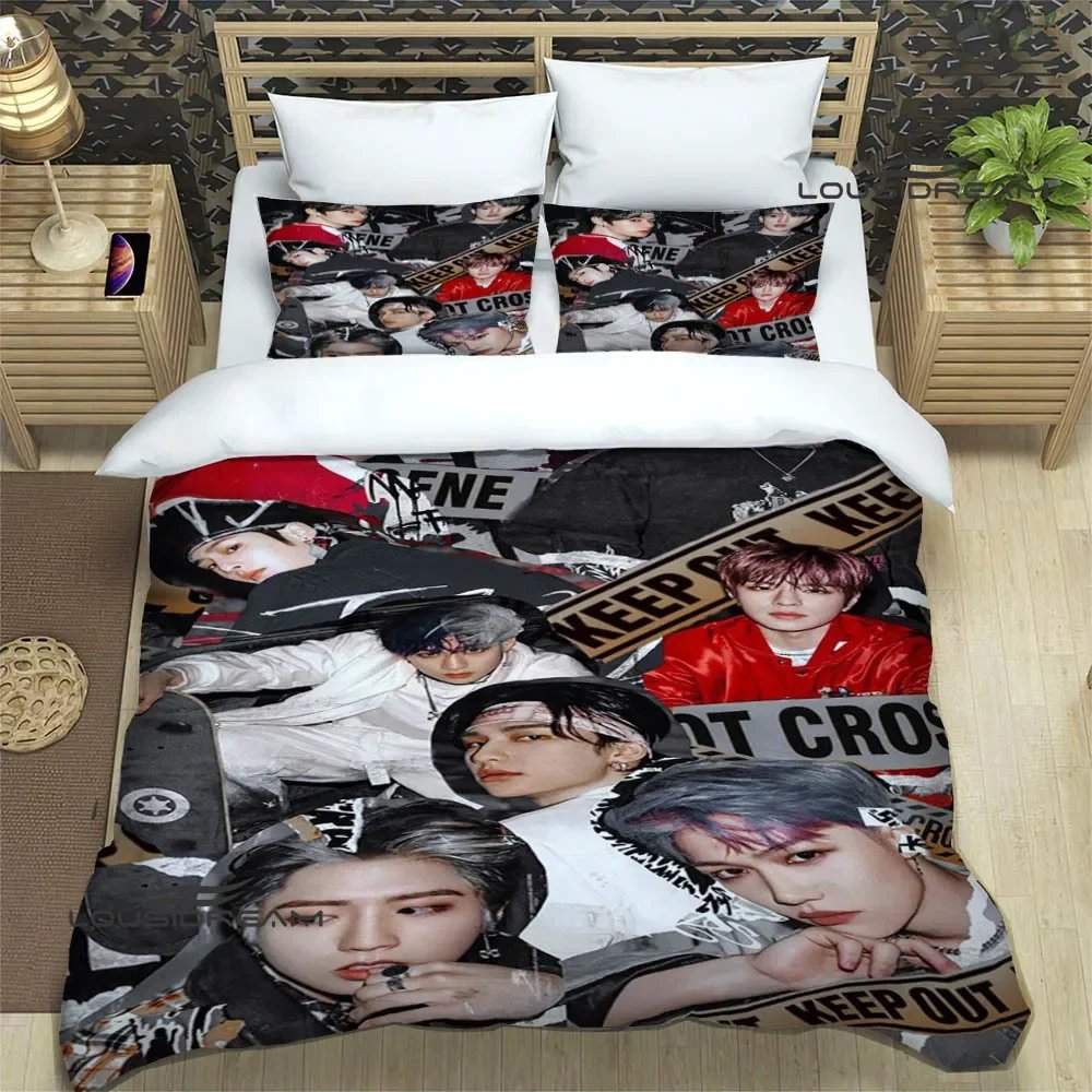 KPOP S-Stray-K-Kids print Bedding Sets exquisite bed supplies set duvet cover bed comforter set bedding set luxury birthday gift