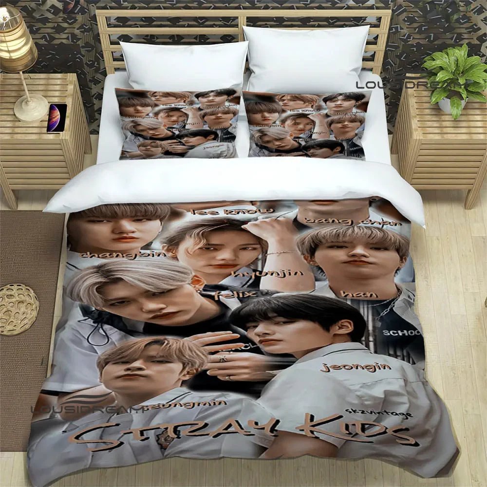 KPOP S-Stray-K-Kids print Bedding Sets exquisite bed supplies set duvet cover bed comforter set bedding set luxury birthday gift