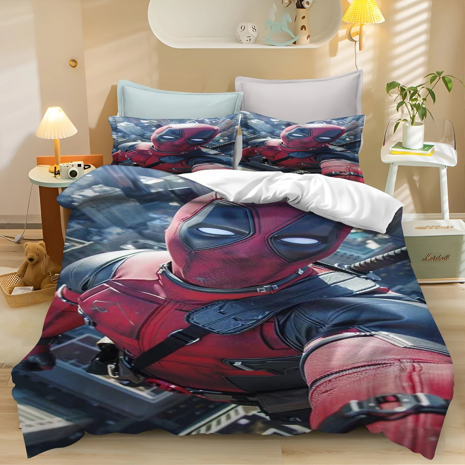 Deadpool and Wolverine Bedding Set for Teen Bedroom Polyester Various Sizes Decor Ultra Soft Comfortable Cartoon Alien Baby Set
