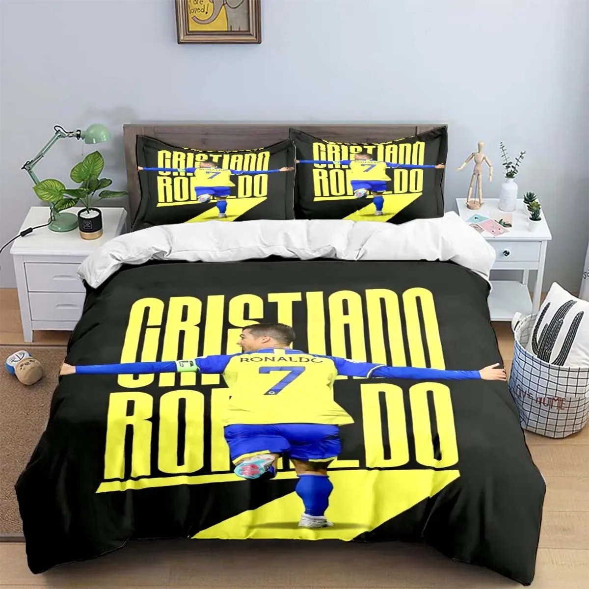 Fashion Football R-Ronaldo Digital Printing Bedding Set Duvet Cover Comforter Bed  Youth Kids Girl Boys Birthday Gift