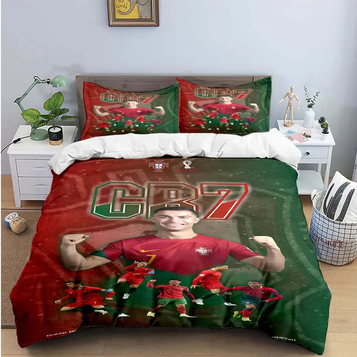 Fashion Football R-Ronaldo Digital Printing Bedding Set Duvet Cover Comforter Bed  Youth Kids Girl Boys Birthday Gift