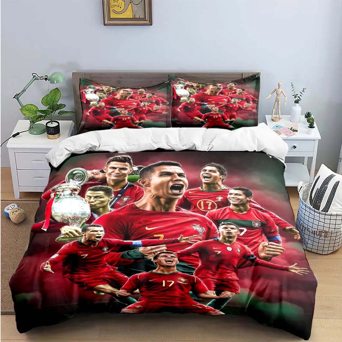Fashion Football R-Ronaldo Digital Printing Bedding Set Duvet Cover Comforter Bed  Youth Kids Girl Boys Birthday Gift