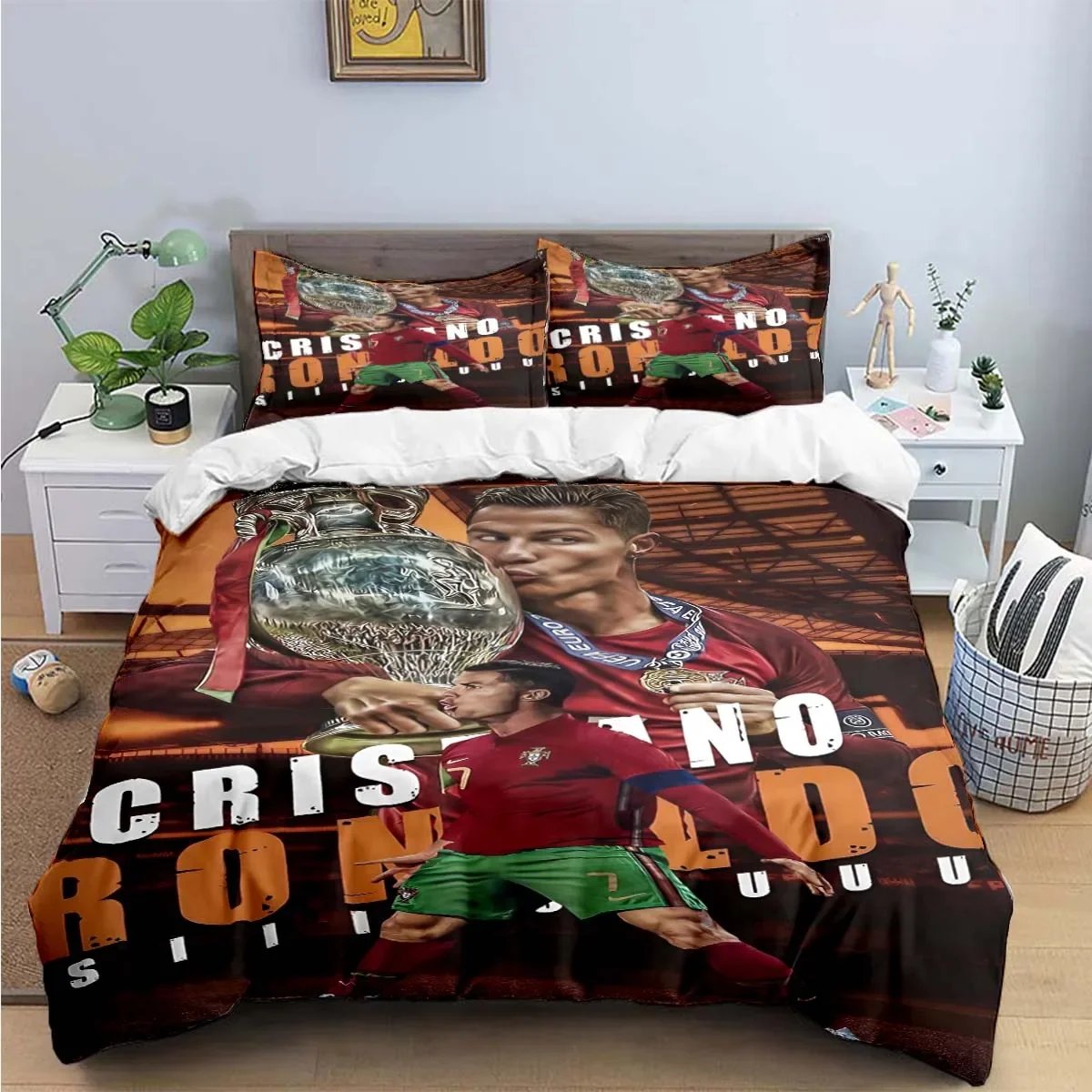 Fashion Football R-Ronaldo Digital Printing Bedding Set Duvet Cover Comforter Bed  Youth Kids Girl Boys Birthday Gift