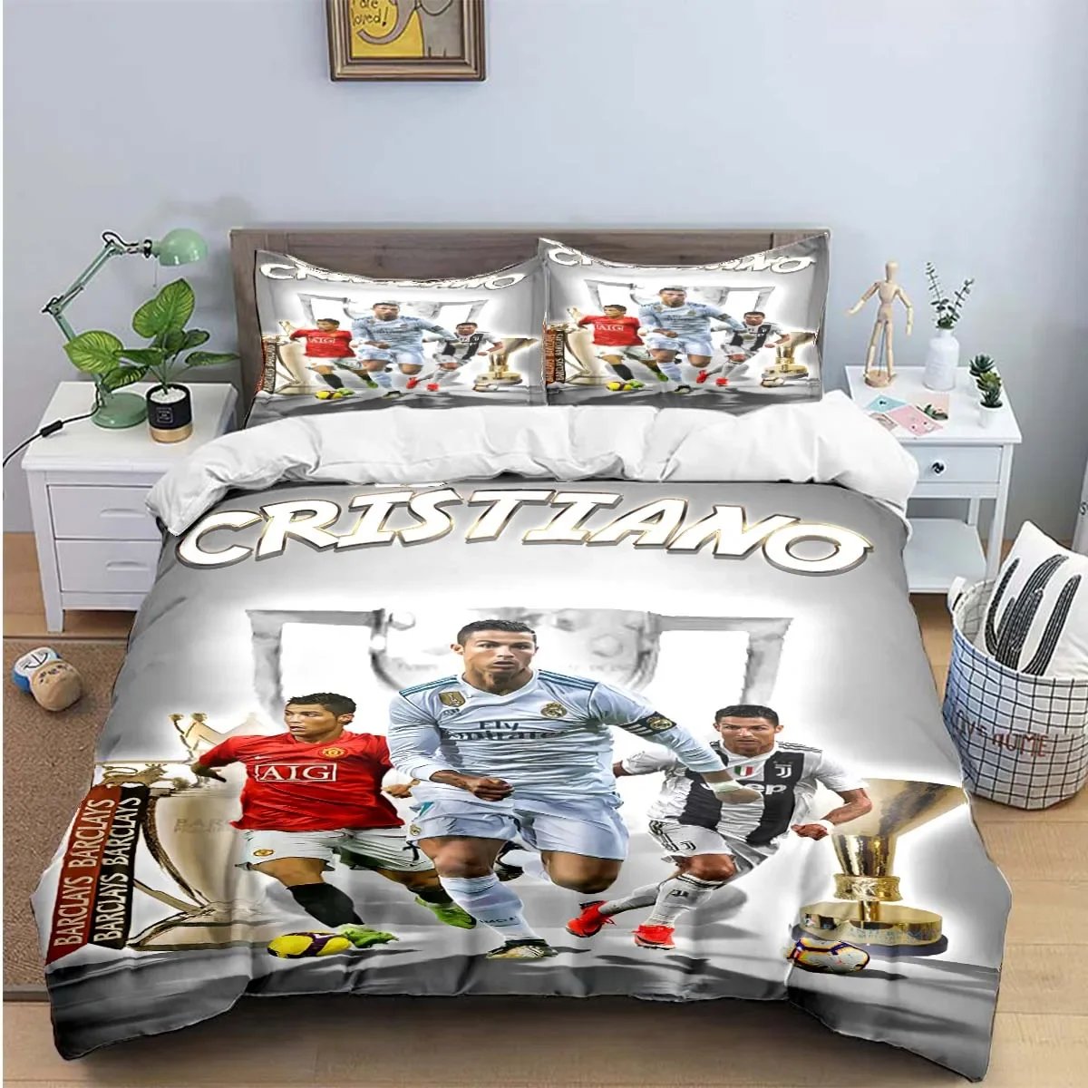 Fashion Football R-Ronaldo Digital Printing Bedding Set Duvet Cover Comforter Bed  Youth Kids Girl Boys Birthday Gift