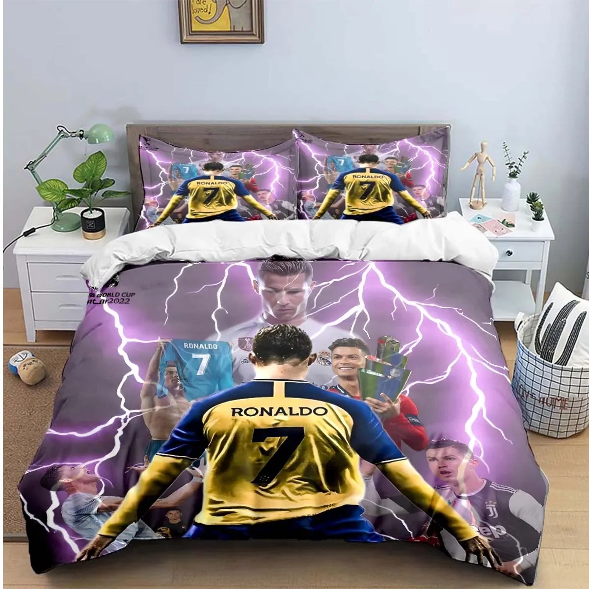 Fashion Football R-Ronaldo Digital Printing Bedding Set Duvet Cover Comforter Bed  Youth Kids Girl Boys Birthday Gift