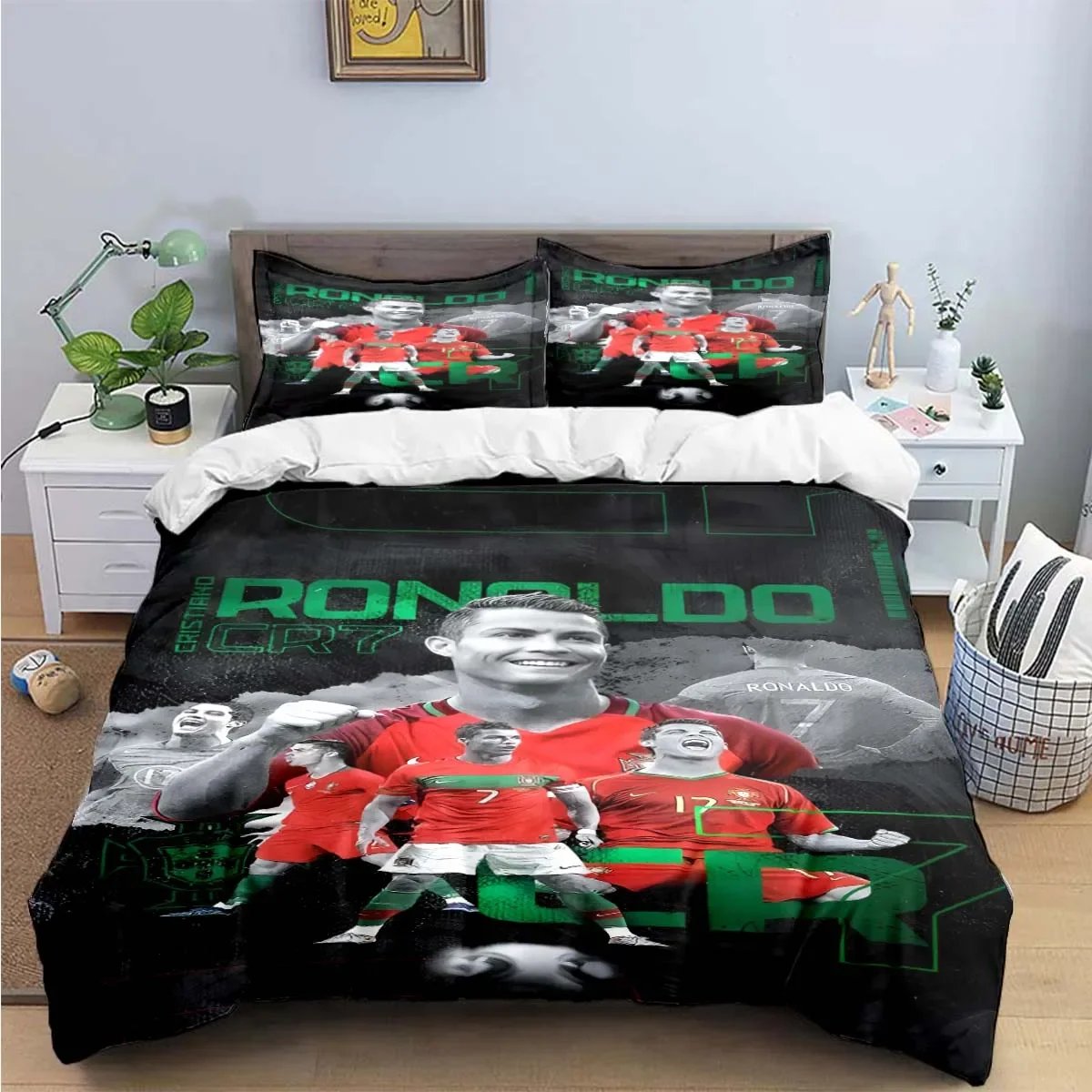 Fashion Football R-Ronaldo Digital Printing Bedding Set Duvet Cover Comforter Bed  Youth Kids Girl Boys Birthday Gift