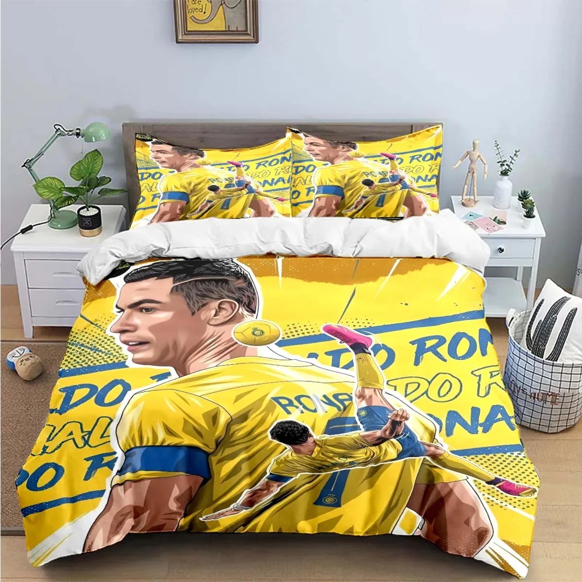 Fashion Football R-Ronaldo Digital Printing Bedding Set Duvet Cover Comforter Bed  Youth Kids Girl Boys Birthday Gift