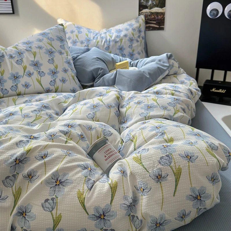 Flowers Print Bedding Comforter Set with Pillowcase bed sheet Single Full Size Bed Linen Duvet Cover Set Queen/King Double bed