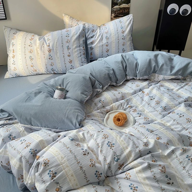 Flowers Print Bedding Comforter Set with Pillowcase bed sheet Single Full Size Bed Linen Duvet Cover Set Queen/King Double bed