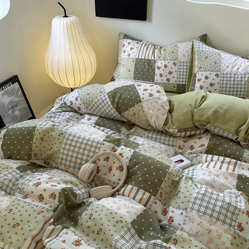 Flowers Print Bedding Comforter Set with Pillowcase bed sheet Single Full Size Bed Linen Duvet Cover Set Queen/King Double bed