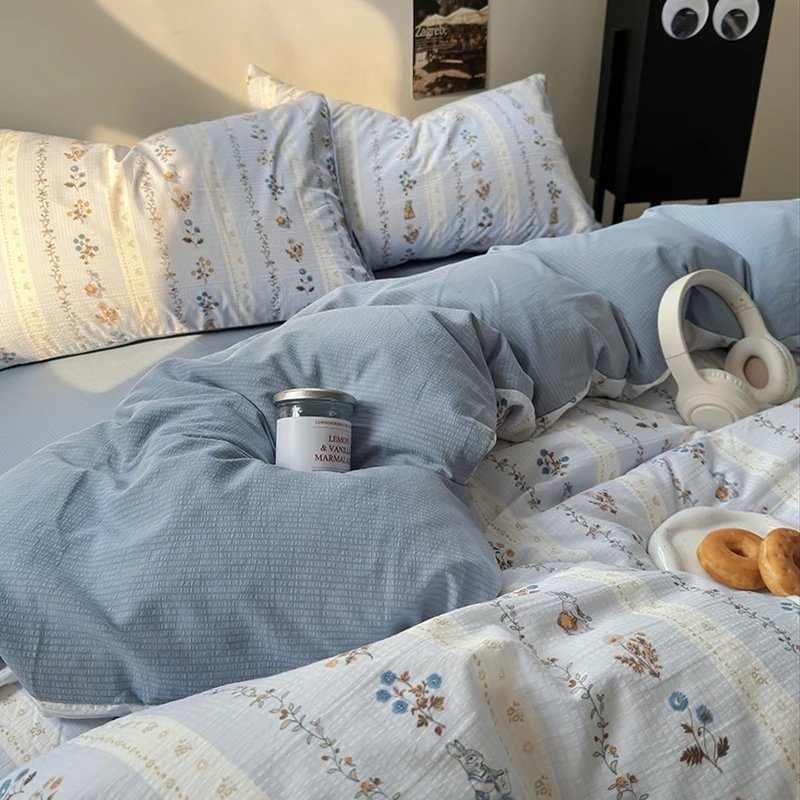 Flowers Print Bedding Comforter Set with Pillowcase bed sheet Single Full Size Bed Linen Duvet Cover Set Queen/King Double bed