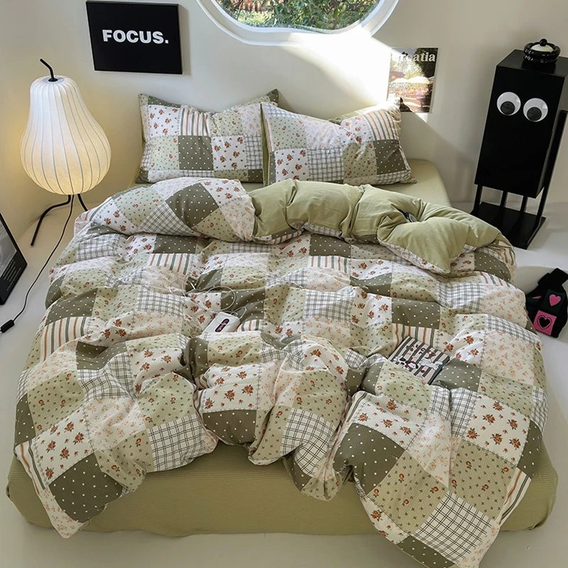 Flowers Print Bedding Comforter Set with Pillowcase bed sheet Single Full Size Bed Linen Duvet Cover Set Queen/King Double bed