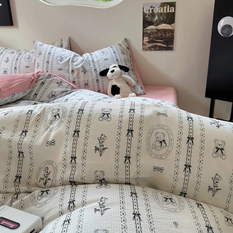 Flowers Print Bedding Comforter Set with Pillowcase bed sheet Single Full Size Bed Linen Duvet Cover Set Queen/King Double bed