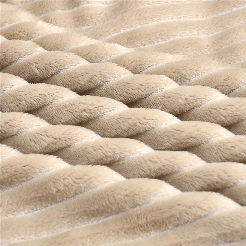 Striped Flannel Blankets For Beds Solid Pink Blue Color Soft Warm Mink Throw Sofa Cover Bedspread Beach Airplane Travel Blankets