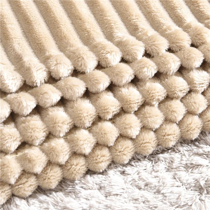 Striped Flannel Blankets For Beds Solid Pink Blue Color Soft Warm Mink Throw Sofa Cover Bedspread Beach Airplane Travel Blankets