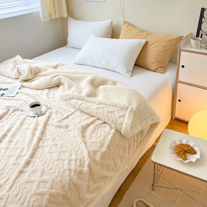 Soft Throw Blanket Multi Color Coral Velvet Blanket Cozy Warm Plush Blanket For Sofa Bedroom Living Room Camp