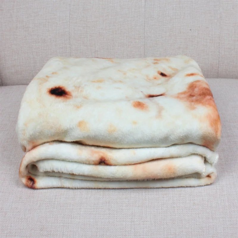 Multi-size Funny Round Corn Tortilla Blanket Soft Warm Throw Blanket for Sofa, Office, Bed, Camping Traveling Flannel Blankets