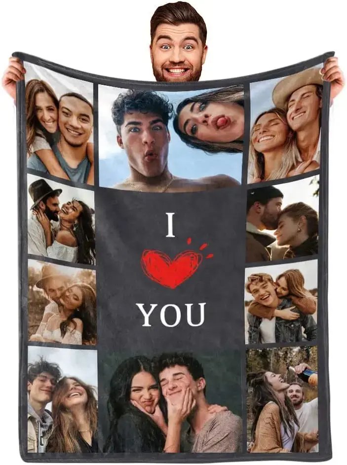 I Love You Custom Blanket with Photo Collage Text Personalized Picture Throw Blanket for Christmas Valentine’s Day Birthday Gift I Love You Custom Blanket with Photo Collage Text Personalized Picture Throw Blanket for Christmas Valentine's Day Birthday Gift
