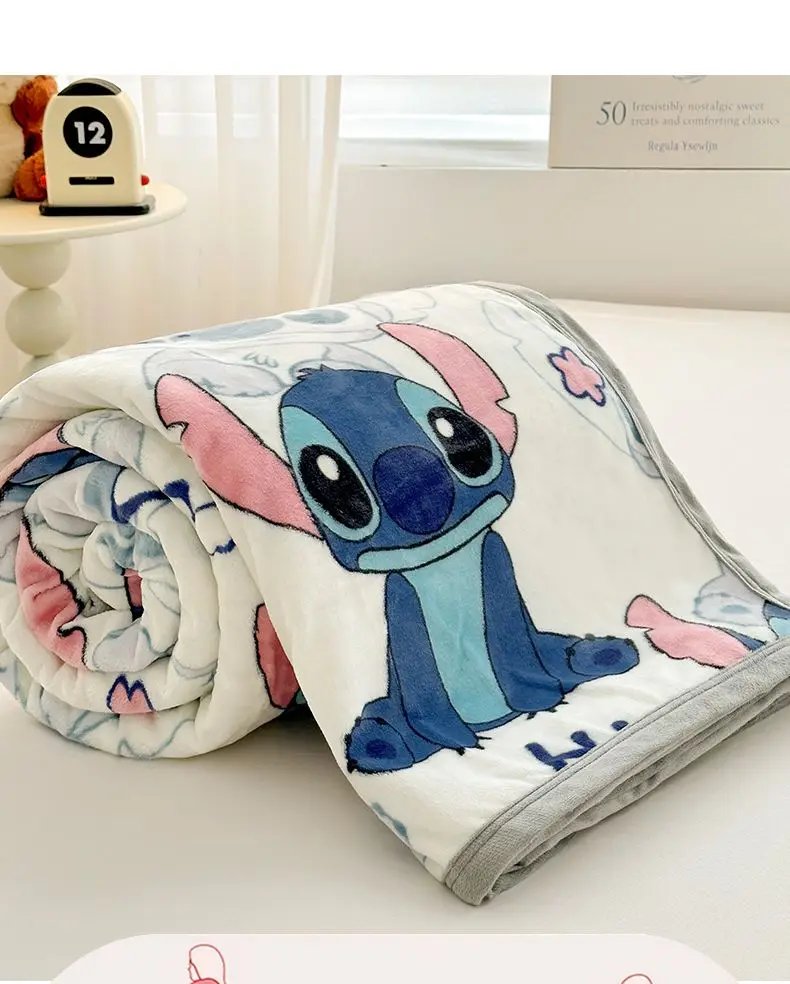 Stitch Cartoon Blanket Kawaii Lightweight Style Home Textile Flannel Soft Throw Blanket Bedding Sofa Cover for Kids Gift