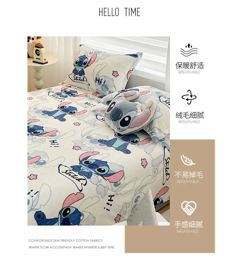 Stitch Cartoon Blanket Kawaii Lightweight Style Home Textile Flannel Soft Throw Blanket Bedding Sofa Cover for Kids Gift