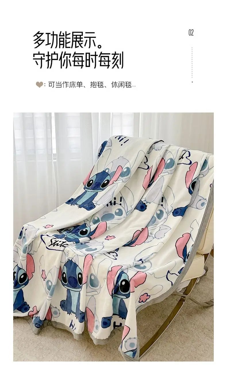 Stitch Cartoon Blanket Kawaii Lightweight Style Home Textile Flannel Soft Throw Blanket Bedding Sofa Cover for Kids Gift