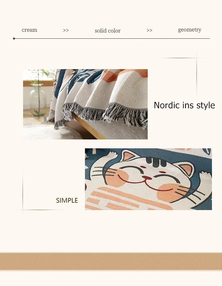 Cartoon Sofa Cover Double Use Beds Blanekets Throw Blanket Picnic Mat With Tassel Sofa Bed Universal Decorative