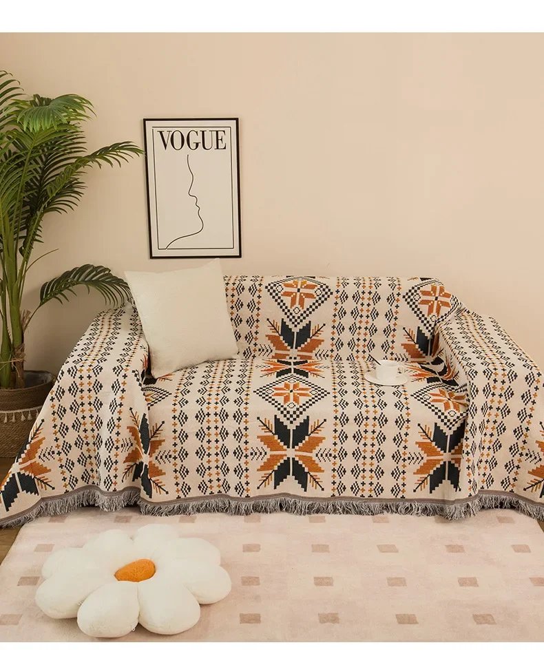 Cartoon Sofa Cover Double Use Beds Blanekets Throw Blanket Picnic Mat With Tassel Sofa Bed Universal Decorative