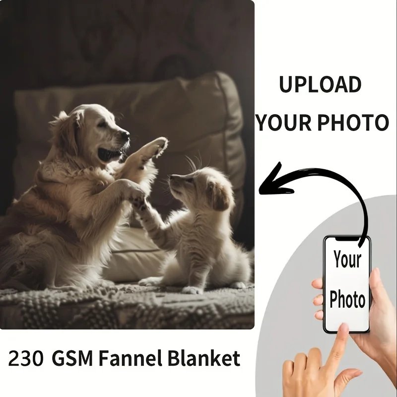 1pc Custom Blanket With Photo Text, Personalized Blanket Custom Throw Blanket, Custom Gift Blanket For Family, Friends 1pc Custom Blanket With Photo Text, Personalized Blanket Custom Throw Blanket, Custom Gift Blanket For Family, Friends