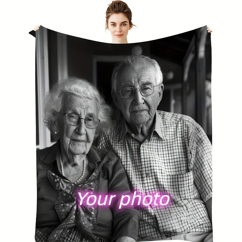 1pc Custom Blanket With Photo Text, Personalized Blanket Custom Throw Blanket, Custom Gift Blanket For Family, Friends 1pc Custom Blanket With Photo Text, Personalized Blanket Custom Throw Blanket, Custom Gift Blanket For Family, Friends