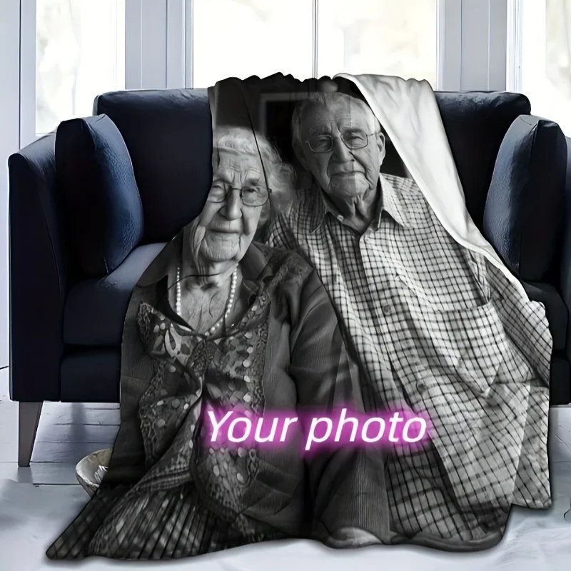 1pc Custom Blanket With Photo Text, Personalized Blanket Custom Throw Blanket, Custom Gift Blanket For Family, Friends 1pc Custom Blanket With Photo Text, Personalized Blanket Custom Throw Blanket, Custom Gift Blanket For Family, Friends