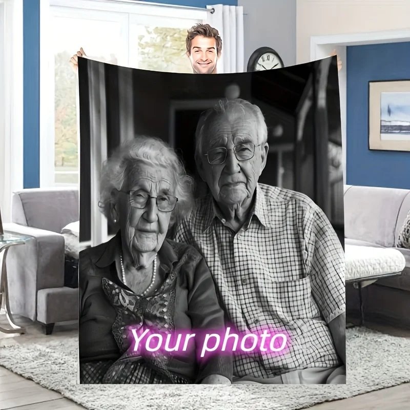 1pc Custom Blanket With Photo Text, Personalized Blanket Custom Throw Blanket, Custom Gift Blanket For Family, Friends 1pc Custom Blanket With Photo Text, Personalized Blanket Custom Throw Blanket, Custom Gift Blanket For Family, Friends