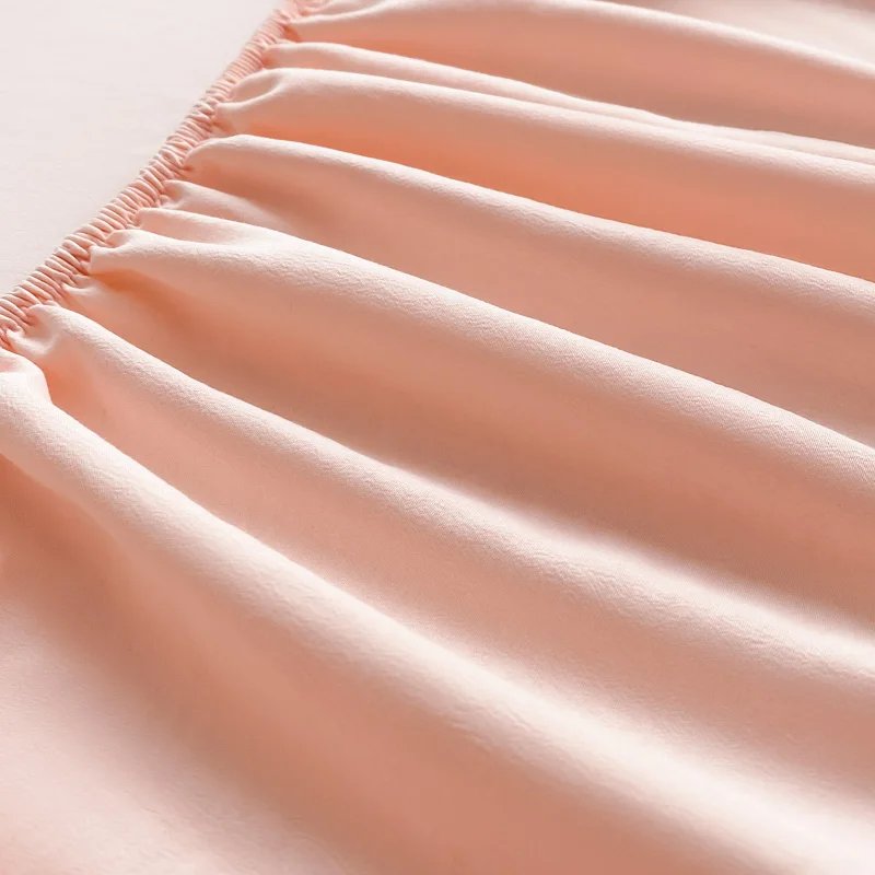 Soft Cotton Fitted Bed Sheet with Elastic Band Solid Color Mattress Cover for Single Double King Queen Bed 140/150/160/180/200