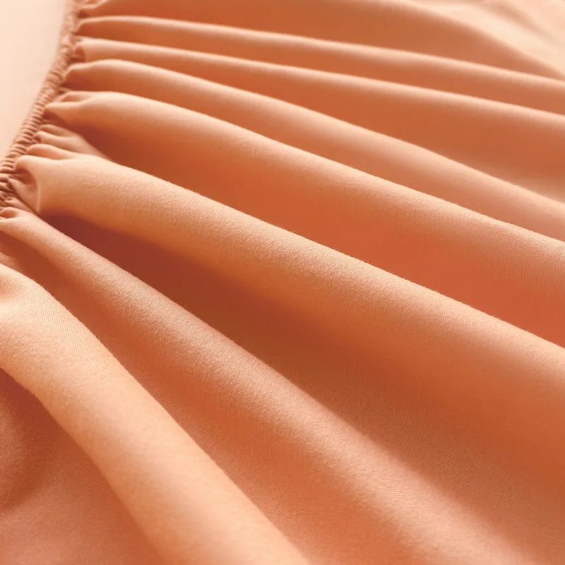 Soft Cotton Fitted Bed Sheet with Elastic Band Solid Color Mattress Cover for Single Double King Queen Bed 140/150/160/180/200