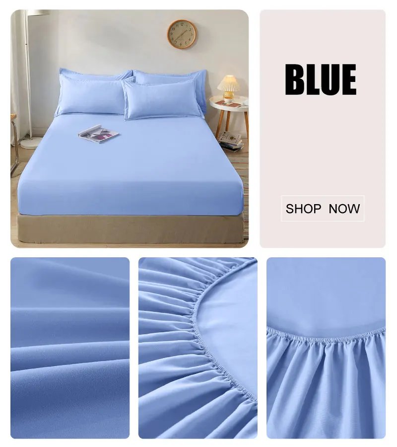 100% Cotton Fitted Bed Sheet with Elastic Band Solid Color Mattress Cover for Single Double King Queen Bed 140/150/160/180x200