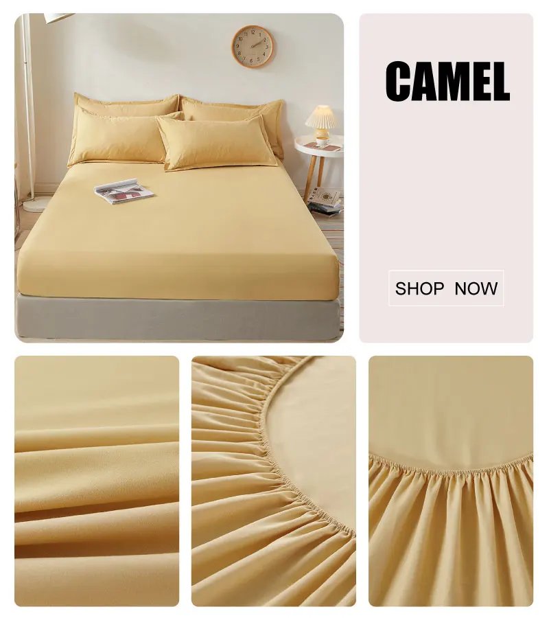 100% Cotton Fitted Bed Sheet with Elastic Band Solid Color Mattress Cover for Single Double King Queen Bed 140/150/160/180x200