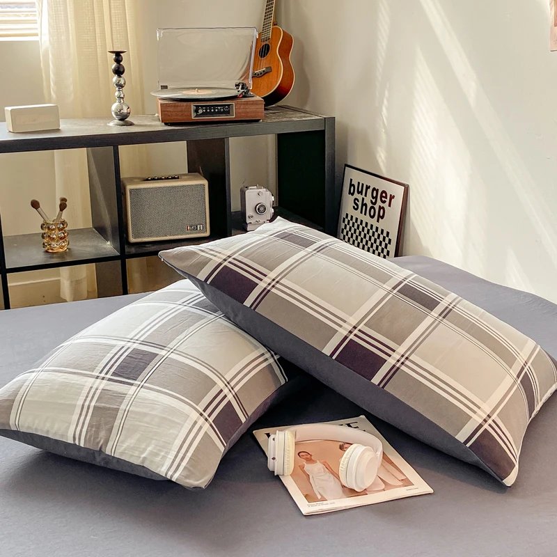 2pcs Soft Pillowcases Rectangle Pillow Cover Plaid Style Pillowslip 48x74cm Cushion Covers funda almohada Home Bed Pillow Case 2pcs Soft Pillowcases Rectangle Pillow Cover Plaid Style Pillowslip 48x74cm Cushion Covers funda almohada Home Bed Pillow Case