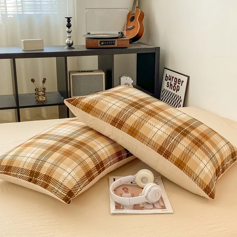 2pcs Soft Pillowcases Rectangle Pillow Cover Plaid Style Pillowslip 48x74cm Cushion Covers funda almohada Home Bed Pillow Case 2pcs Soft Pillowcases Rectangle Pillow Cover Plaid Style Pillowslip 48x74cm Cushion Covers funda almohada Home Bed Pillow Case