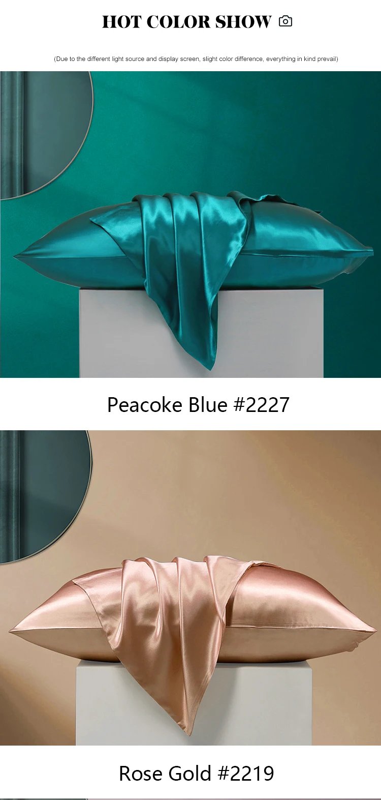 100% Natural Mulberry Silk Pillowcase 19MM With Hidden Zipper Suitable For Hair Real silk pillow case with Oeko-tex