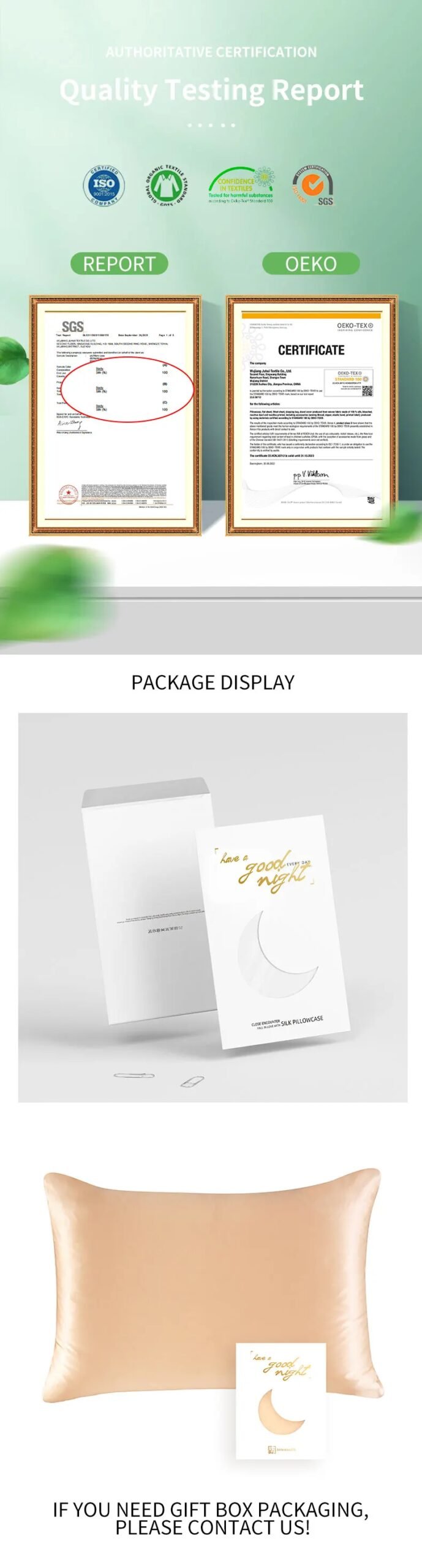 100% Natural Mulberry Silk Pillowcase 19MM With Hidden Zipper Suitable For Hair Real silk pillow case with Oeko-tex