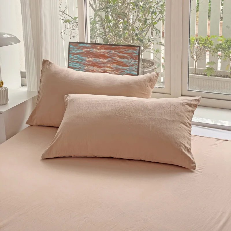 Washed Cotton 2pcs Solid color Pillowcases Home Bedding Decorative Pillow Cover Wedding Super Soft Pillow Case Washed Cotton 2pcs Solid color Pillowcases Home Bedding Decorative Pillow Cover Wedding Super Soft Pillow Case