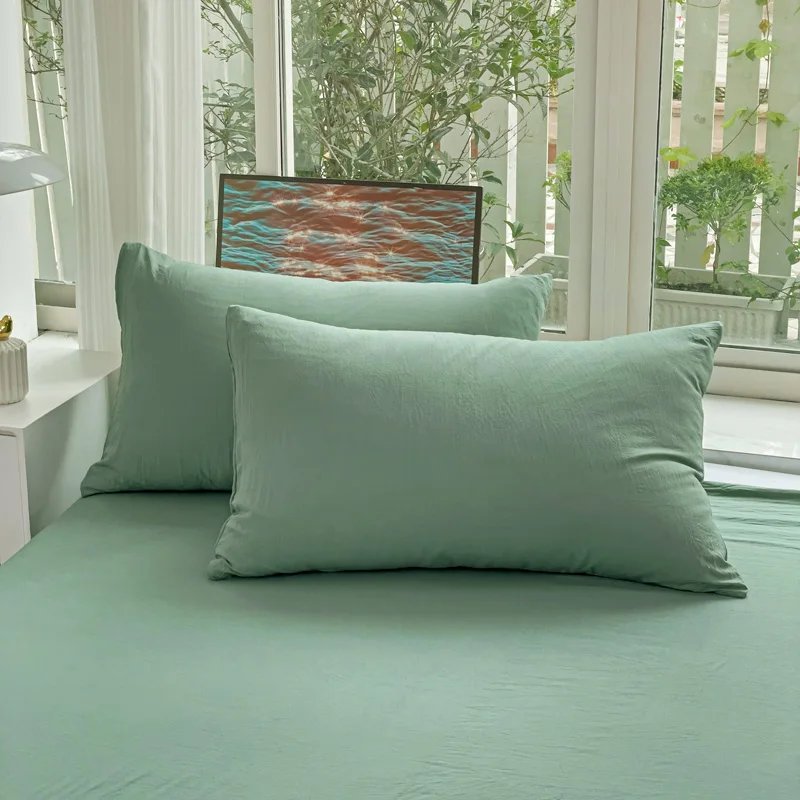 Washed Cotton 2pcs Solid color Pillowcases Home Bedding Decorative Pillow Cover Wedding Super Soft Pillow Case Washed Cotton 2pcs Solid color Pillowcases Home Bedding Decorative Pillow Cover Wedding Super Soft Pillow Case