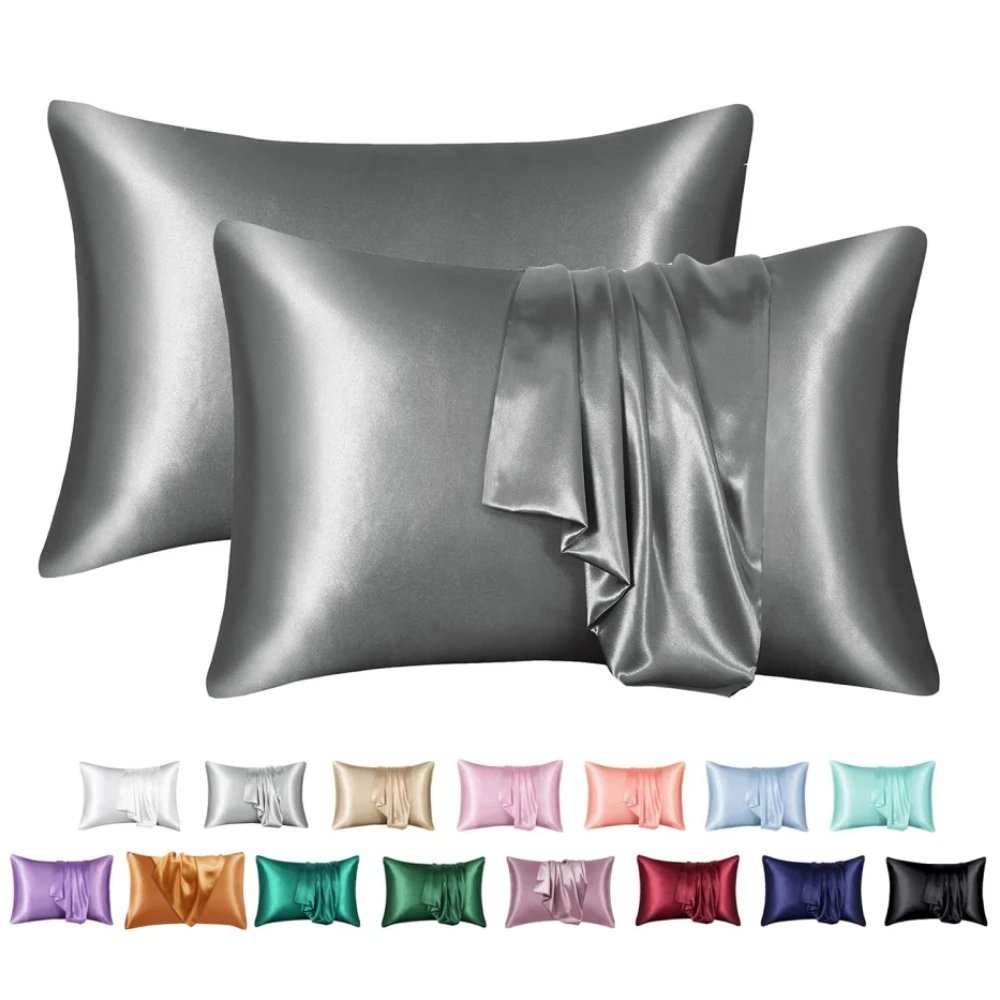 Nordic Silk Pillowcase White Black Grey Blue Bed Decorative Pillow Covers Luxury Comfortable Home Bedding Cases